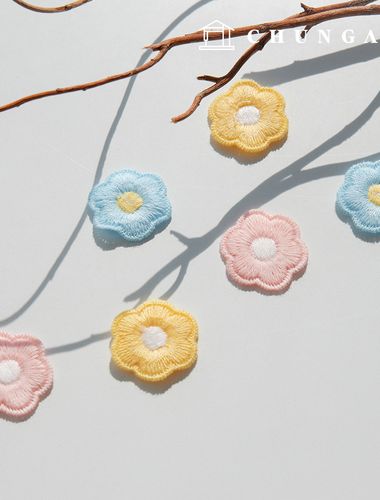 熱接着ワッペン パステル お花 3種2個入り