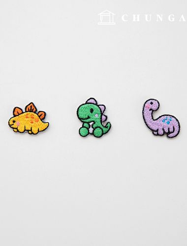 熱接着ワッペンベビー恐竜3種