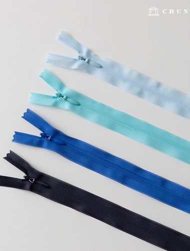 3号メッシュコンソールジッパー25cm 60cmブルー系4種