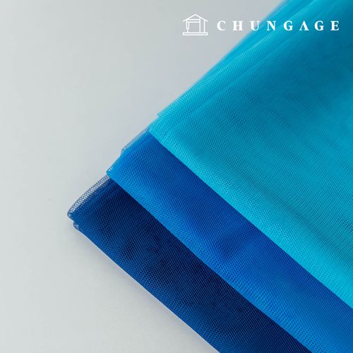 平織りメッシ生地レース生地シーポン裏地舞台服広幅ハッシュ青色3種