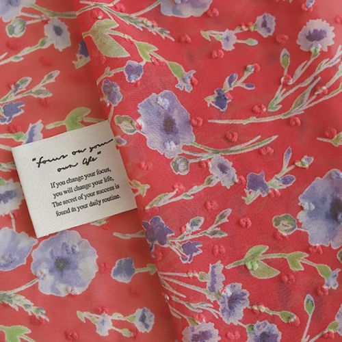 シフォンドビ生地ローズコーラルフラワー