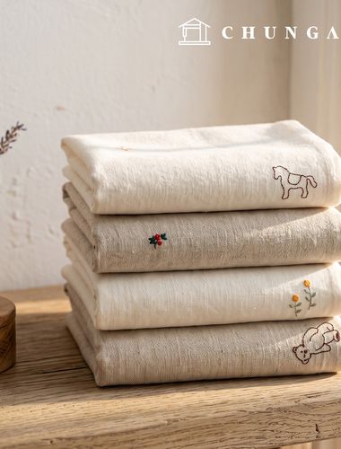 刺繍生地 リネンウォッシング 平織り リネン布 広幅4種