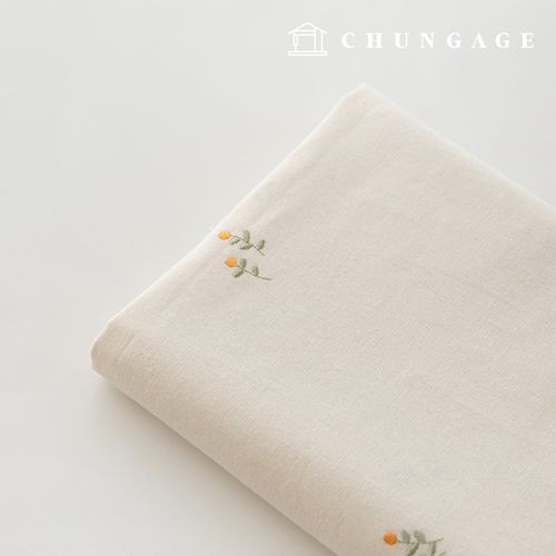 刺繍生地 リネンウォッシング 平織り リネン布 広幅タンポポ