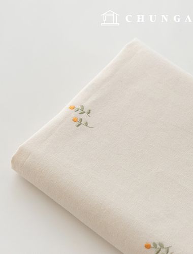 刺繍生地 リネンウォッシング 平織り リネン布 広幅タンポポ