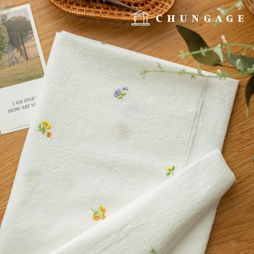 刺繍生地バイオウォッシング20カウント 木綿生地 広幅午後日差し
