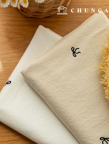 刺繍生地バイオウォッシング20カウント 木綿生地広幅ブラックリボン2種