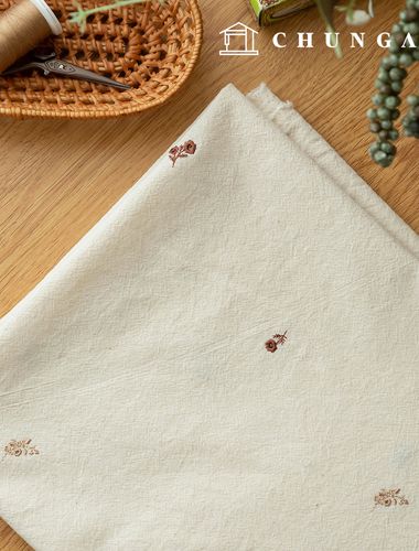 刺繍生地バイオウォッシング20カウント 木綿生地 広幅花結