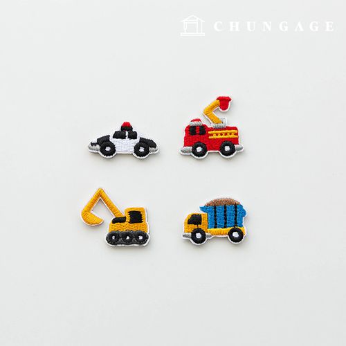 自動車重機刺繍パッチ熱接着ワッペン4種セット