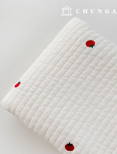 キルティング生地ヤンコットンラインキルト刺繍生地コットンバイオウォッシュ鉱木泉トマトバンマ