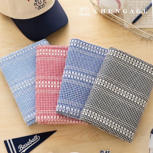 綿混紡刺繍生地ポリ野球グッズ生地チェック生地広幅4種
