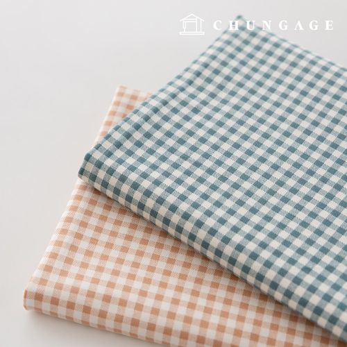 コートンスパン シンプル5mm チェック布 コットンスパン生地 マロンチェック 2種