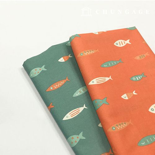 綿生地魚生地20カウントシンプルオレンジフィッシュ2種2336