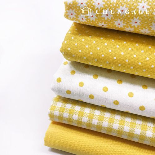 生地パッケージフラワーさくらんぼ生地トットチェック布人形子犬服作りプチシリーズイエロー55x45cm 9002