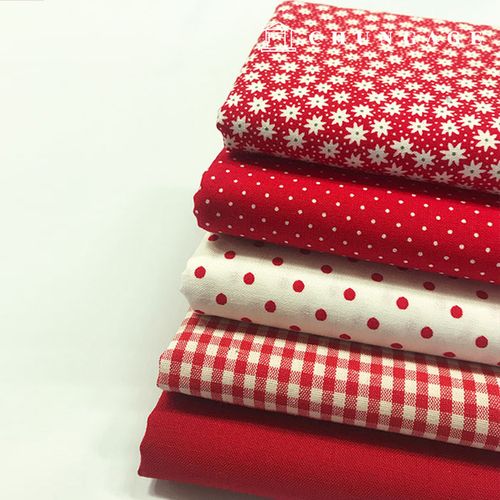 生地パッケージフラワーさくらんぼ生地トットチェック布人形子犬服作りプチシリーズレット55x45cm 9001